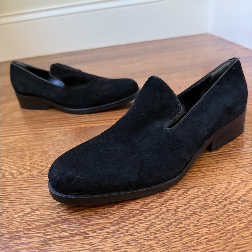 BARNEYS NEW YORK Vintage Suede Leather Loafers Black Classic Dress Shoes 40